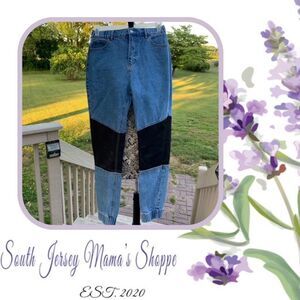 Anika Size L Denim Baggy Retro Jeans Windbreaker Patches (C121)